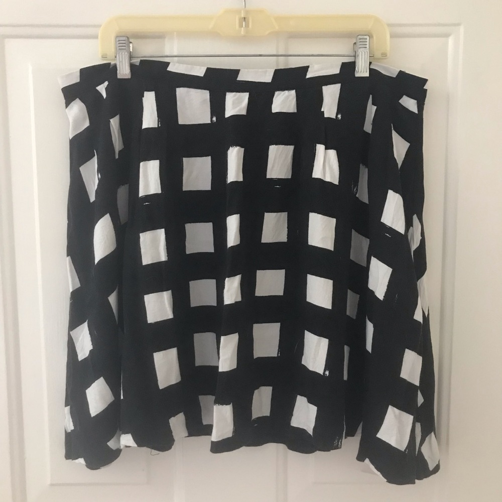 Gap Black and White Checked A-Line Skirt
